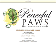 Tablet Screenshot of peacefulpawspet.com